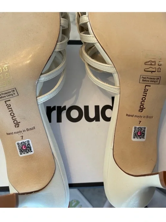 Larroude Cream Slide Mules with Floral Accent - Picture 7 of 9